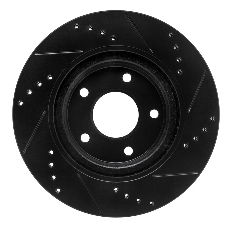 Nissan Sentra Brake Rotor (1) - Front Left - R1 Concepts - Drilled & Slotted - Black - `11-`19